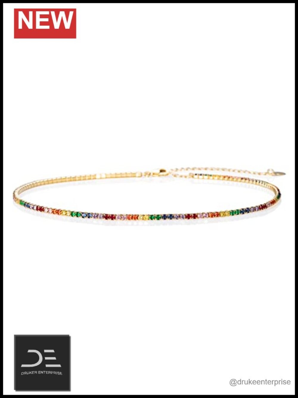 Dainty Choker Necklace for Women, Gold Plated 925 Sterling Silver Tennis